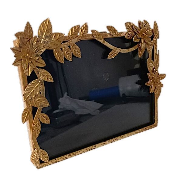 Gold Tone Ornate Floral Photo Frame 5x7 Textured Hollywood Regency Baroque Vtg - Picture 13 of 16